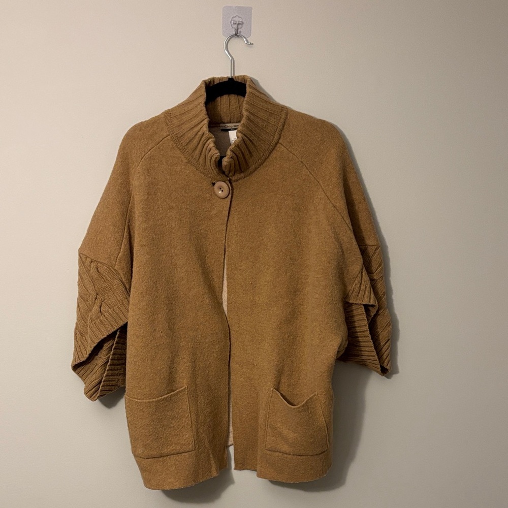 Elegant Tan Cape with Button Accent